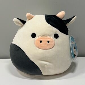 8” Connor Squishmallows Black and White Cow Plush